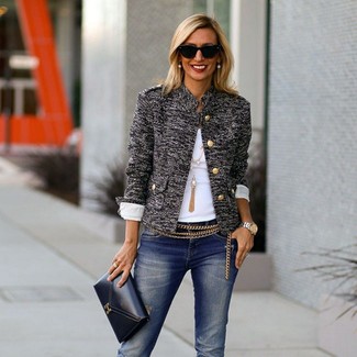 Comment porter une veste en tweed grise