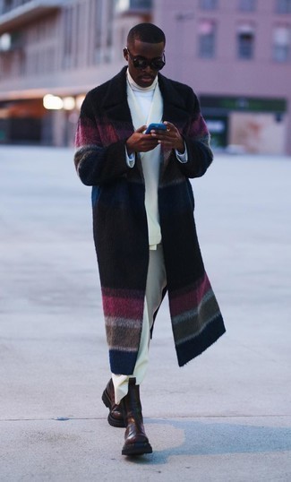 Comment porter un manteau à rayures horizontales quand il fait froid