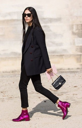 Comment porter des bottines pailletées fuchsia