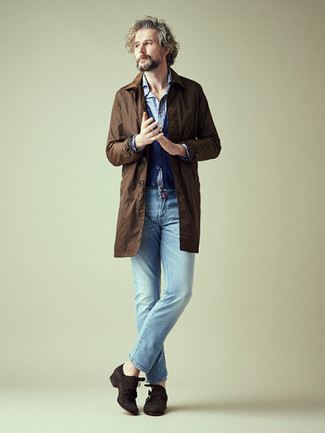 Chemise à manches longues à rayures verticales blanc et bleu AMI Alexandre Mattiussi