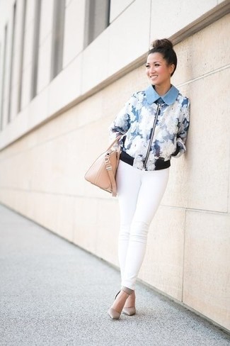 Comment porter un blouson aviateur bleu clair