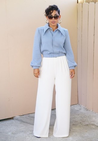 Comment porter un blouson aviateur bleu clair