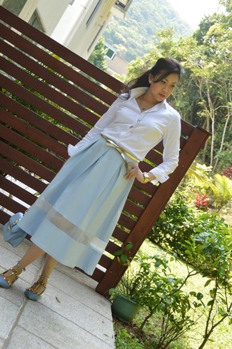 Comment porter des ballerines en cuir bleu clair