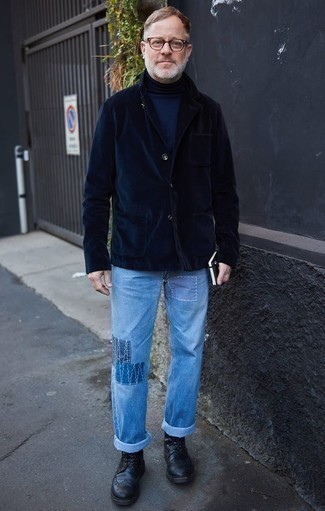 Comment porter un pantalon à patchwork bleu clair