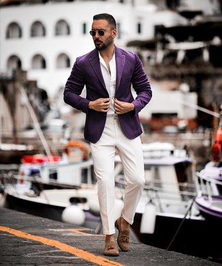 Comment porter un blazer violet clair pour un style elégantes