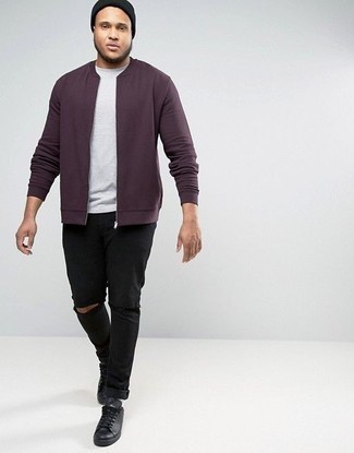 Comment porter un blouson aviateur violet clair quand il fait chaud