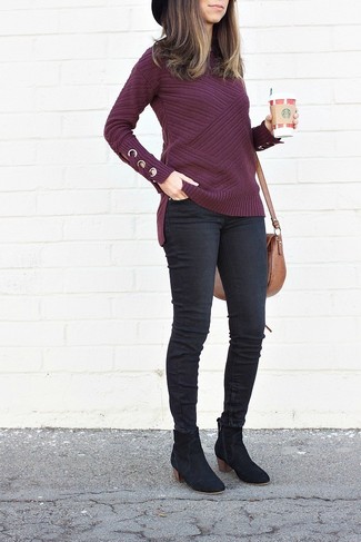 Comment porter un pull à col rond violet clair