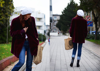 Comment porter un manteau de fourrure violet clair