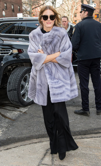 Comment porter un manteau de fourrure violet clair