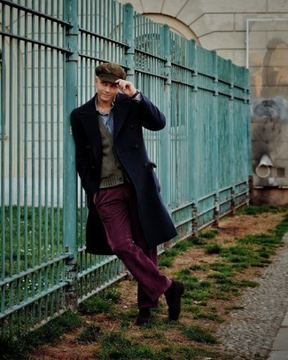 Comment porter un pantalon violet clair quand il fait frais