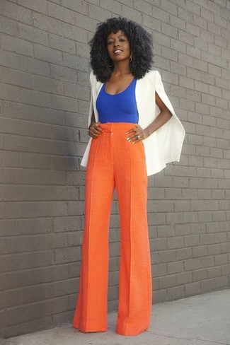 Pantalon large orange