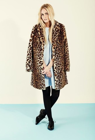 Manteau de fourrure imprimé léopard marron Saint Laurent