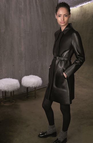 Manteau en cuir noir Ann Demeulemeester