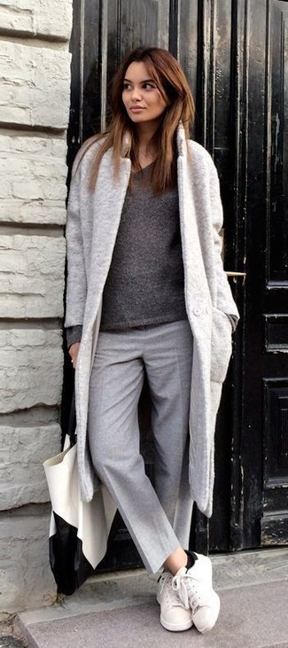 Pantalon de costume en laine gris Sara Battaglia