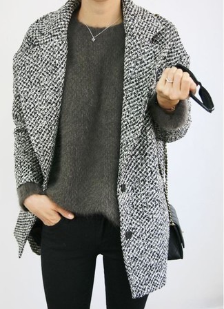 Manteau en tweed gris foncé Junya Watanabe