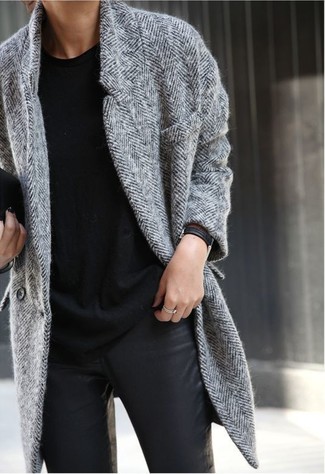 Manteau à chevrons gris Thom Browne