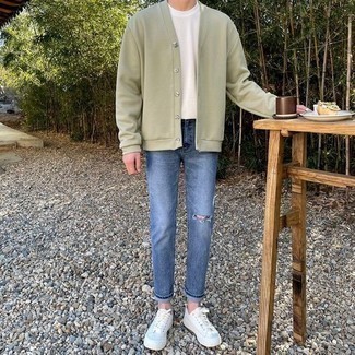 Comment porter un cardigan vert menthe