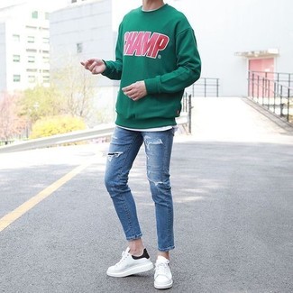 Comment porter un sweat-shirt imprimé vert menthe
