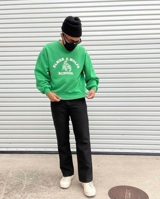 Comment porter un sweat-shirt imprimé vert menthe