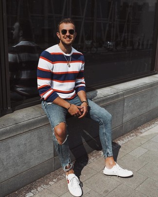 Comment porter un pull multicolore au printemps