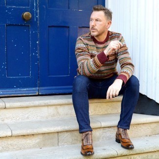Comment porter un pull multicolore en automne