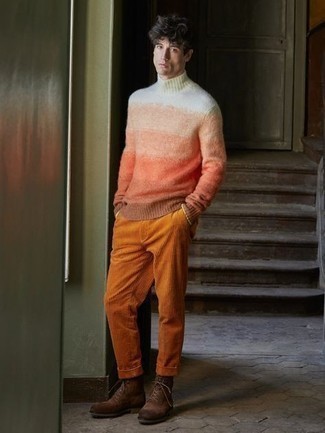 Comment porter un pull à col roulé multicolore en automne