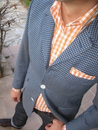 Comment porter une veste en vichy bleu marine et blanc
