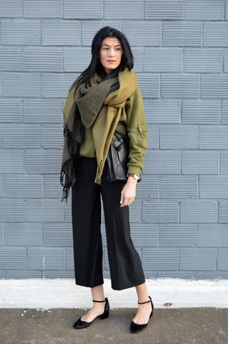 Comment porter un blouson aviateur olive en automne