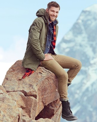 Comment porter une veste olive pour un style relax en hiver