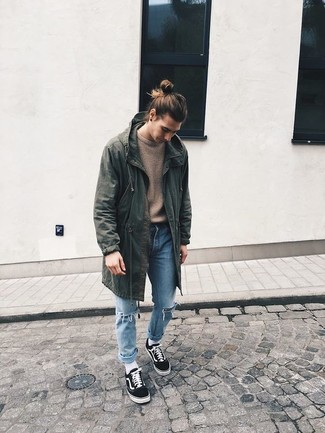 Comment porter une veste olive pour un style relax en hiver