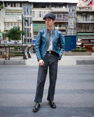 Comment porter une veste en cuir olive