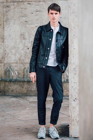 Comment porter une veste en cuir olive