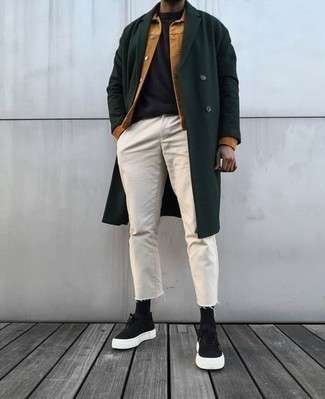 Une veste-chemise à porter avec un pardessus olive