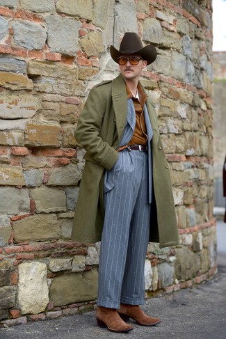 Une veste-chemise à porter avec un pardessus olive