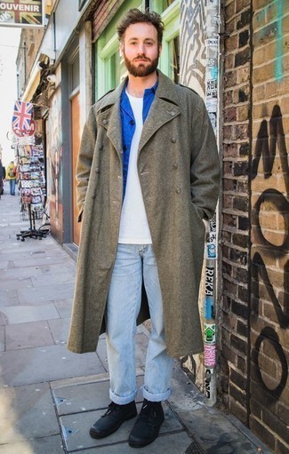 Une veste-chemise à porter avec un pardessus olive