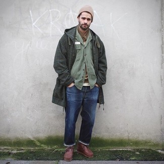 Une veste-chemise à porter avec un pardessus olive
