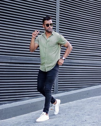 Comment porter une chemise à manches courtes olive