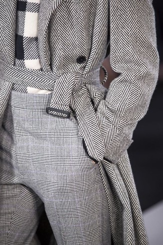 Pantalon de costume en laine en pied-de-poule gris Brunello Cucinelli