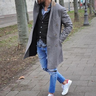 Jean skinny déchiré bleu Karl Lagerfeld