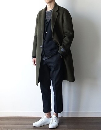 Pantalon chino en laine noir AMI Alexandre Mattiussi