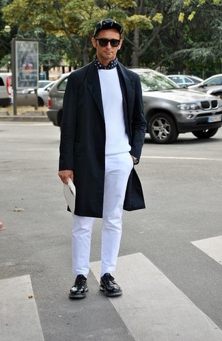 Chemise à manches longues á pois noire et blanche Dolce & Gabbana