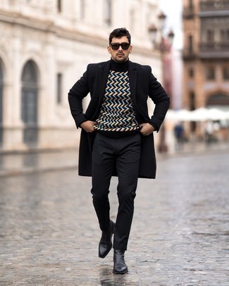 Pull à col roulé imprimé noir Dolce & Gabbana
