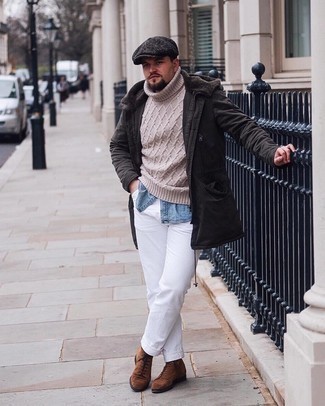 Comment porter un pantalon blanc avec des chaussures marron en hiver (49  tenues et looks)