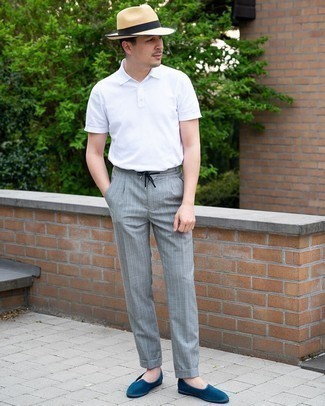 Pantalon chino à rayures verticales gris ASOS WHITE