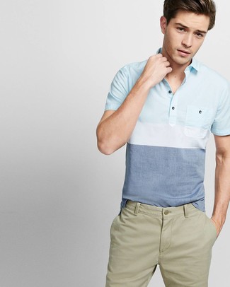 Un short à porter avec un polo bleu clair: Pense à opter pour un polo bleu clair et un short pour une tenue idéale le week-end.
