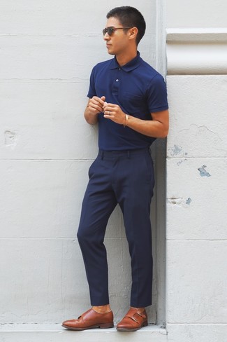 Pantalon de costume bleu marine Canali
