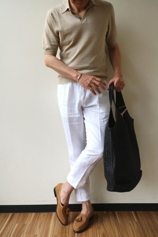 Pantalon chino en lin blanc COMMAS