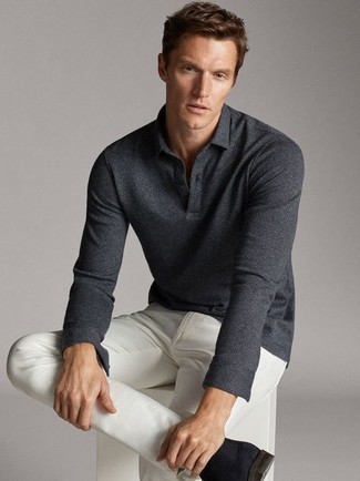 Pull à col polo gris foncé Billionaire