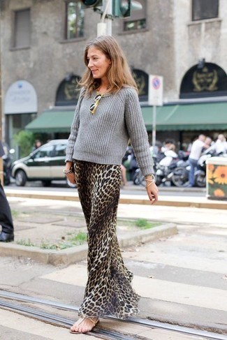 Robe longue imprimée léopard marron Dolce & Gabbana