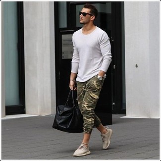Pantalon de jogging camouflage olive LU'U DAN
